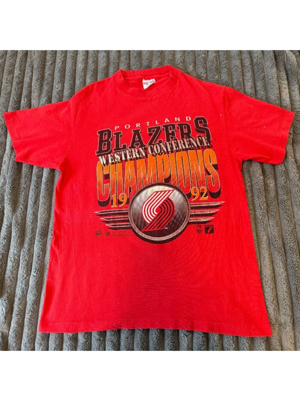 Vintage 1992 Portland Blazers Western Conference Champions Red T-Shirt Sz L
